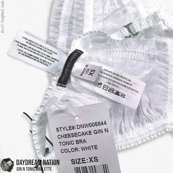 DAYDREAM NATION CHEESECAKE GIN N TONIC SHEER LACE BRALETTE BABY’S BREATH WHITE